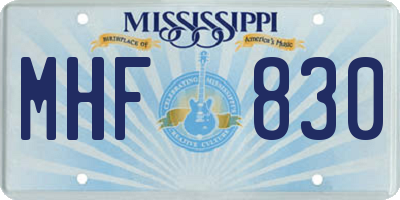 MS license plate MHF830