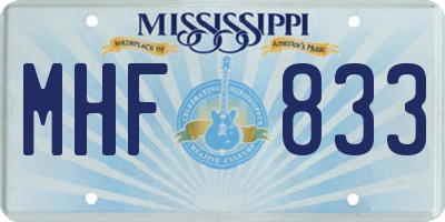 MS license plate MHF833