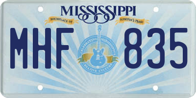 MS license plate MHF835