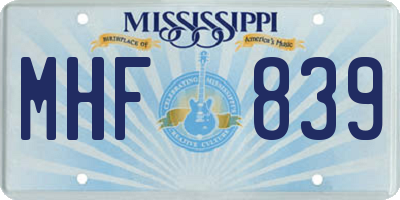 MS license plate MHF839