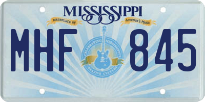 MS license plate MHF845