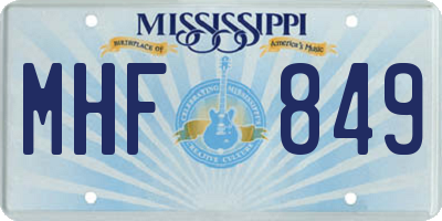 MS license plate MHF849