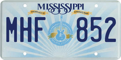 MS license plate MHF852