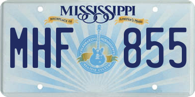 MS license plate MHF855