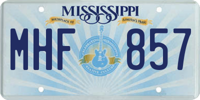MS license plate MHF857