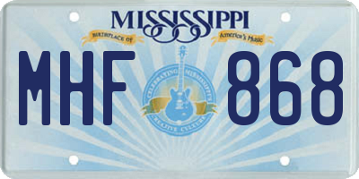 MS license plate MHF868