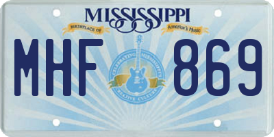 MS license plate MHF869
