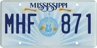 MS license plate MHF871