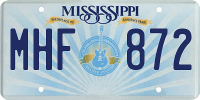 MS license plate MHF872