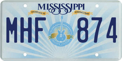 MS license plate MHF874
