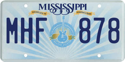 MS license plate MHF878