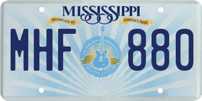 MS license plate MHF880