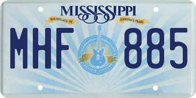 MS license plate MHF885