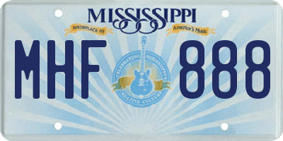 MS license plate MHF888