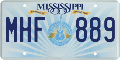 MS license plate MHF889