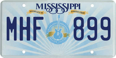 MS license plate MHF899