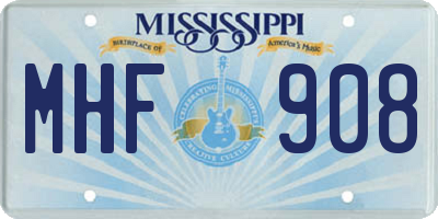 MS license plate MHF908