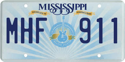 MS license plate MHF911