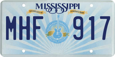 MS license plate MHF917