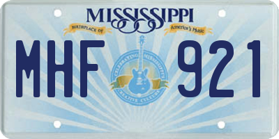 MS license plate MHF921