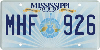 MS license plate MHF926