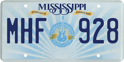 MS license plate MHF928