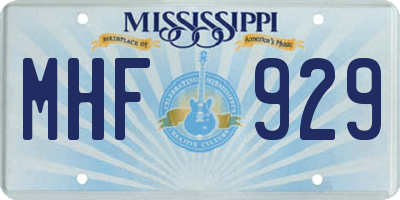 MS license plate MHF929