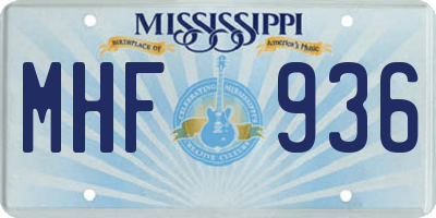 MS license plate MHF936