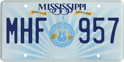 MS license plate MHF957