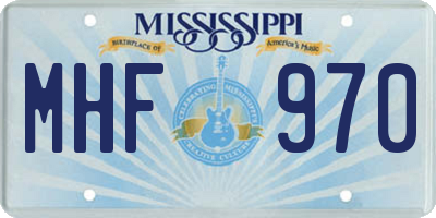 MS license plate MHF970