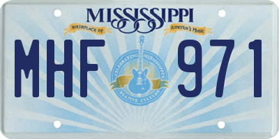 MS license plate MHF971