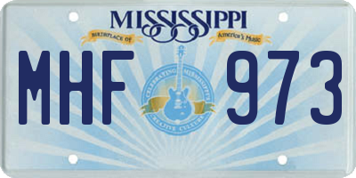 MS license plate MHF973
