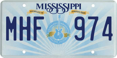 MS license plate MHF974