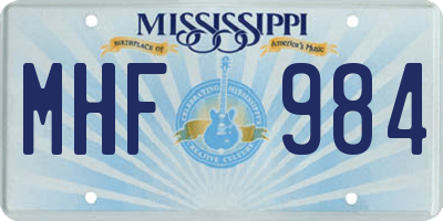 MS license plate MHF984