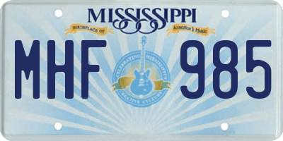 MS license plate MHF985