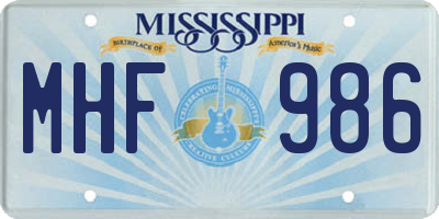 MS license plate MHF986