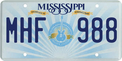 MS license plate MHF988
