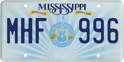 MS license plate MHF996