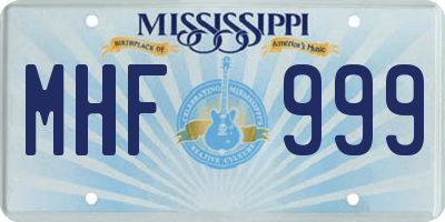 MS license plate MHF999