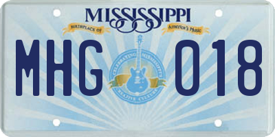 MS license plate MHG018
