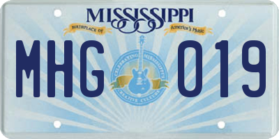 MS license plate MHG019