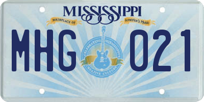MS license plate MHG021