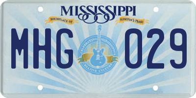 MS license plate MHG029