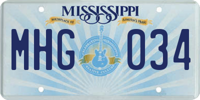 MS license plate MHG034