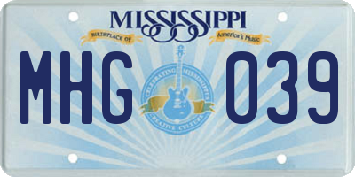 MS license plate MHG039