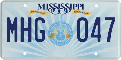 MS license plate MHG047