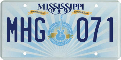 MS license plate MHG071