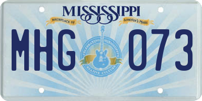 MS license plate MHG073