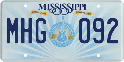MS license plate MHG092