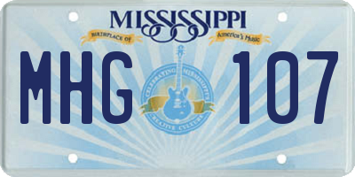 MS license plate MHG107